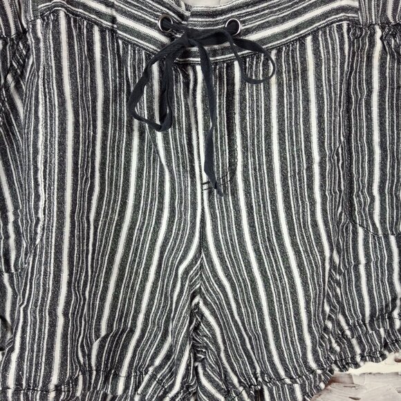 Lane Bryant Size 20 Black White Striped Shorts Linen Blend - Picture 3 of 5